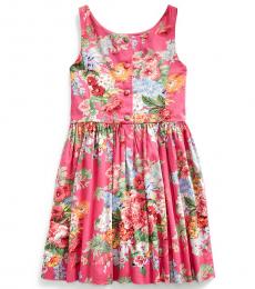 Ralph Lauren Girls Pink Multi Floral Sateen Dress