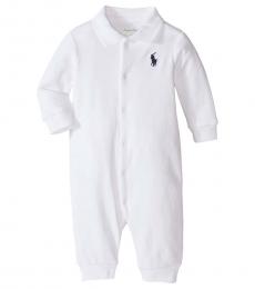 Ralph Lauren Baby Boys White Collar Coverall
