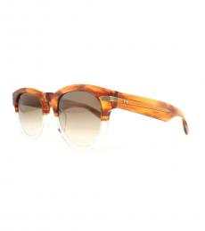 Bottega Veneta Brown-Horn Wayfarer Square Sunglasses