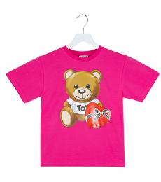 Moschino Little Boys Fuchsia Teddy T-Shirt