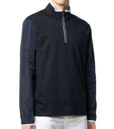 Michael Kors Navy Blue Mixed Media Half Zip Sweater