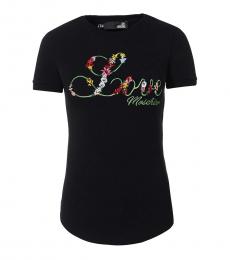 Love Moschino Black Floral Logo Graphic T-Shirt