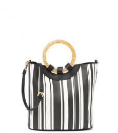 Betsey Johnson Black White Stripe Small Satchel
