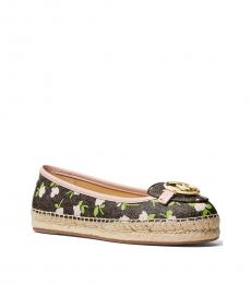 Michael Kors Brown Floral Lillie On Espadrille Flats