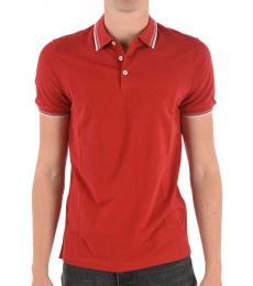 Red Slim Fit 3 Buttons Polo