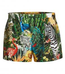 Green Allover Print Swimwear