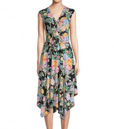 BCBGMaxazria Multicolor Tie-Front Asymmetric Dress