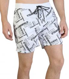 Karl Lagerfeld White Printed Carry Over Swim Shorts