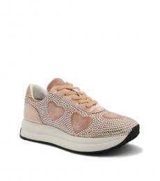Love Moschino Pink Heart Rhinestone Sneakers