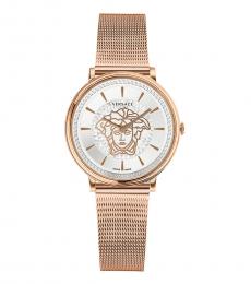 Versace Rose Gold V-Circle White Dial Watch