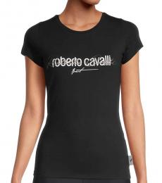 Roberto Cavalli Black Logo Script T-Shirt