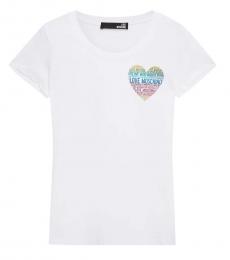 Love Moschino White Logo Crew Neck T-Shirt