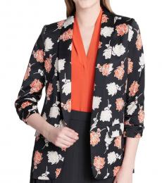 Calvin Klein Black Floral Ruched Blazer