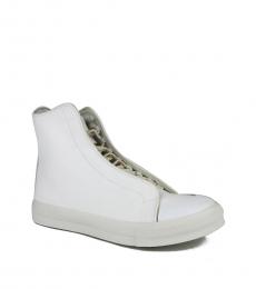 Alexander McQueen Ivory Canvas Hi Top Sneakers