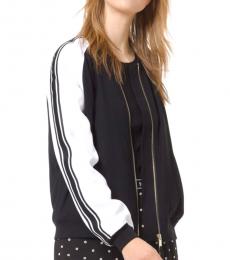 Michael Kors Black White Striped Bomber Jacket