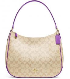Coach Light Khaki/Primrose Signature Large Hobo