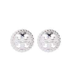 Tory Burch Silver Rope Logo Stud Earrings