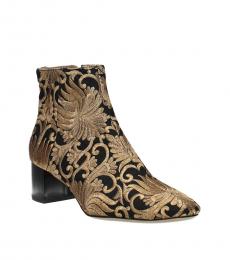 Tory Burch Gold Carlotta Embroidered Booties