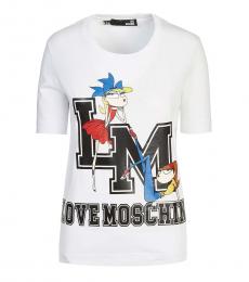 Love Moschino White Graphic Print Logo T-Shirt