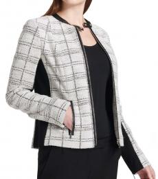 Calvin Klein Metallic Tweed Center Zip Jacket