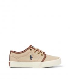 Ralph Lauren Khaki White Canvas Sneakers