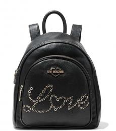 Black Eyelet-Embellished Medium Backpack
