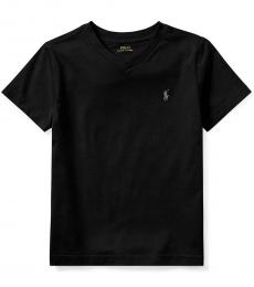 Ralph Lauren Little Boys Black V-Neck T-Shirt