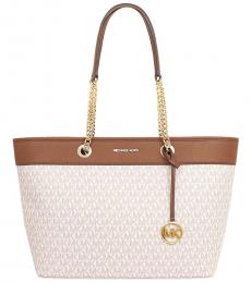 Michael Kors Vanilla Brown Shania Chain Large Tote