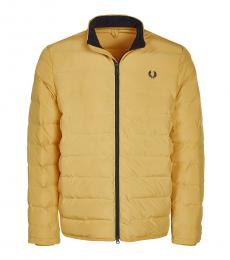 Fred Perry Mustard Logo Embroidery Quilted Jacket