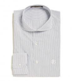 Roberto Cavalli White Pinstripe Slim Fit Dress Shirt
