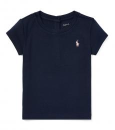 Ralph Lauren Baby Girls Navy Cotton-Modal T-Shirt