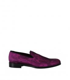 Purple Jacquard Loafers