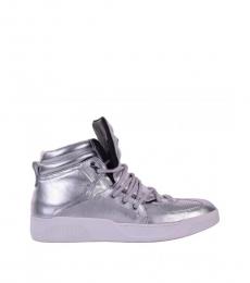 Silver Shiny High Top Sneakers