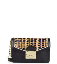 Karl Lagerfeld Black Natural Woven Mini Crossbody