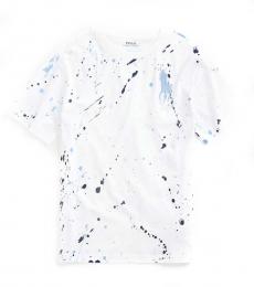 Ralph Lauren Boys White Paint-Splatter T-Shirt