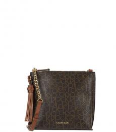 Calvin Klein Brown Signature North/South Medium Crossbody