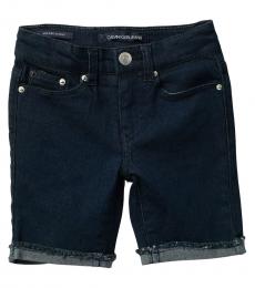 Calvin Klein Little Girls Dark Rinse Cut Off Bermuda Shorts