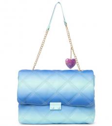 Betsey Johnson Sky Blue Ciara Quilted Large Shoulder Bag