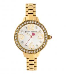 Betsey Johnson Golden Crystal White Dial Watch