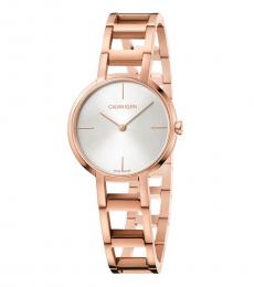 Calvin Klein Rose Gold Cheers Silver Dial Watch