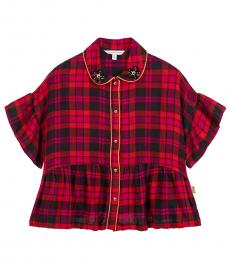 Little Girls Red Pink Plaid Top
