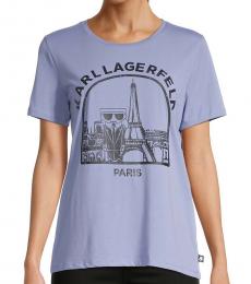 Karl Lagerfeld Light Purple Graphic T-Shirt