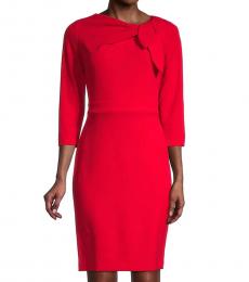 Calvin Klein Red Tie-Neck Sheath Dress