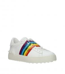 White Multicolor Leather Sneakers