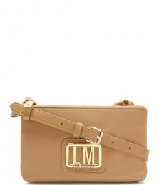 Love Moschino Light Brown Logo Small Crossbody Bag