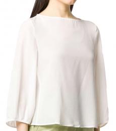 White Cropped Sleeve Blouse