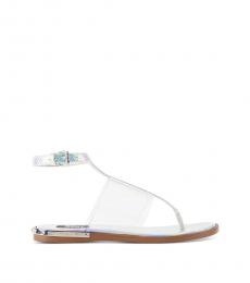 Silver Iridescent Ava Ankle-Strap Flats