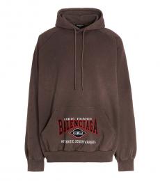 Balenciaga Brown Kangaroo Cotton Pocket Hoodie