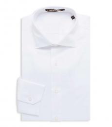 Roberto Cavalli White Comfort-Fit Solid Dress Shirt