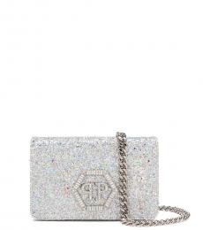 Philipp Plein Silver Glitter Mini Crossbody Bag